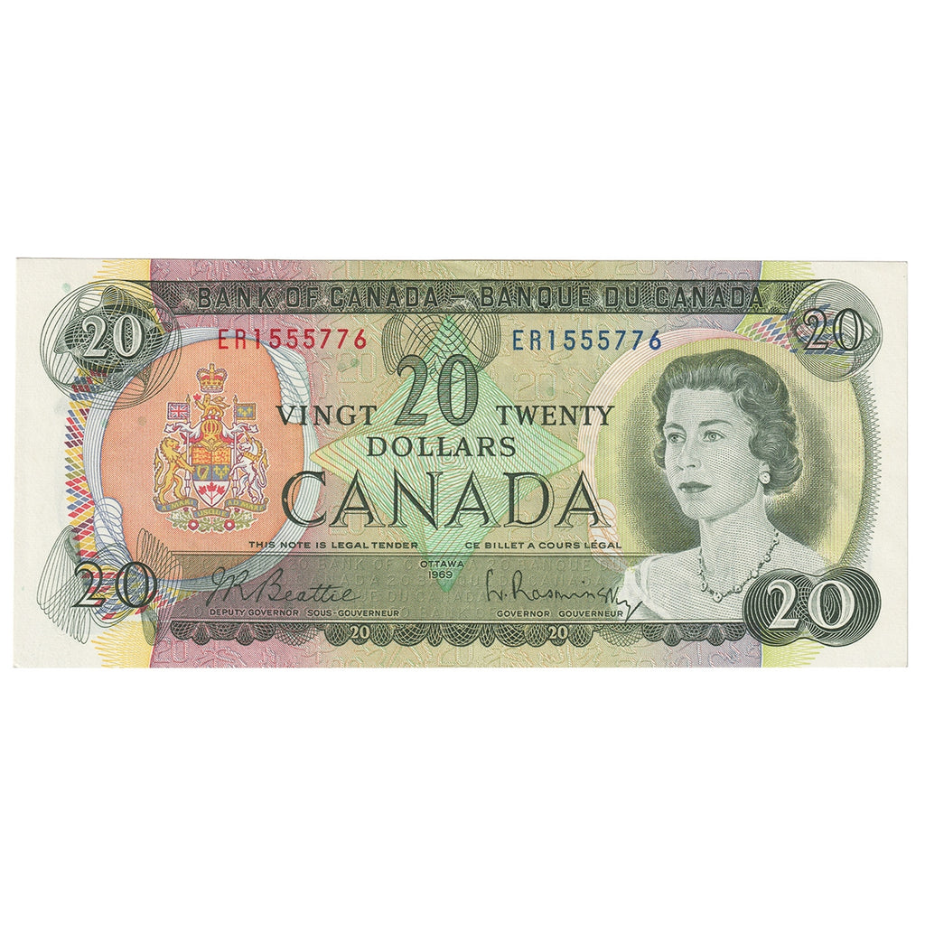 BC-50a 1969 Canada $20 Beattie-Rasminsky, ER, Extra Fine (EF40)