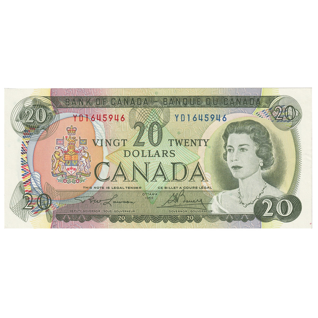 BC-50b 1969 Canada $20 Lawson-Bouey, YD, AU-UNC (AU55)