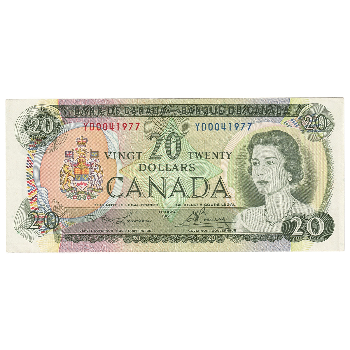 BC-50b 1969 Canada $20 Lawson-Bouey, YD, Extra Fine (EF40)