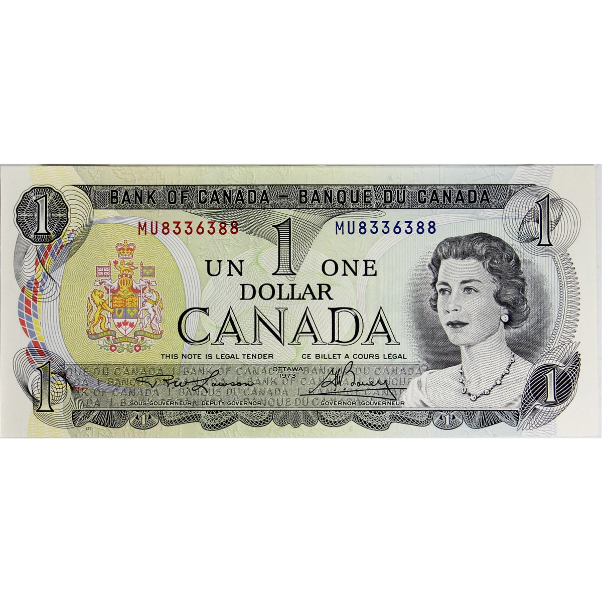 BC-46a 1973 Canada $1 Lawson-Bouey, MU, Choice Uncirculated (CUNC63)