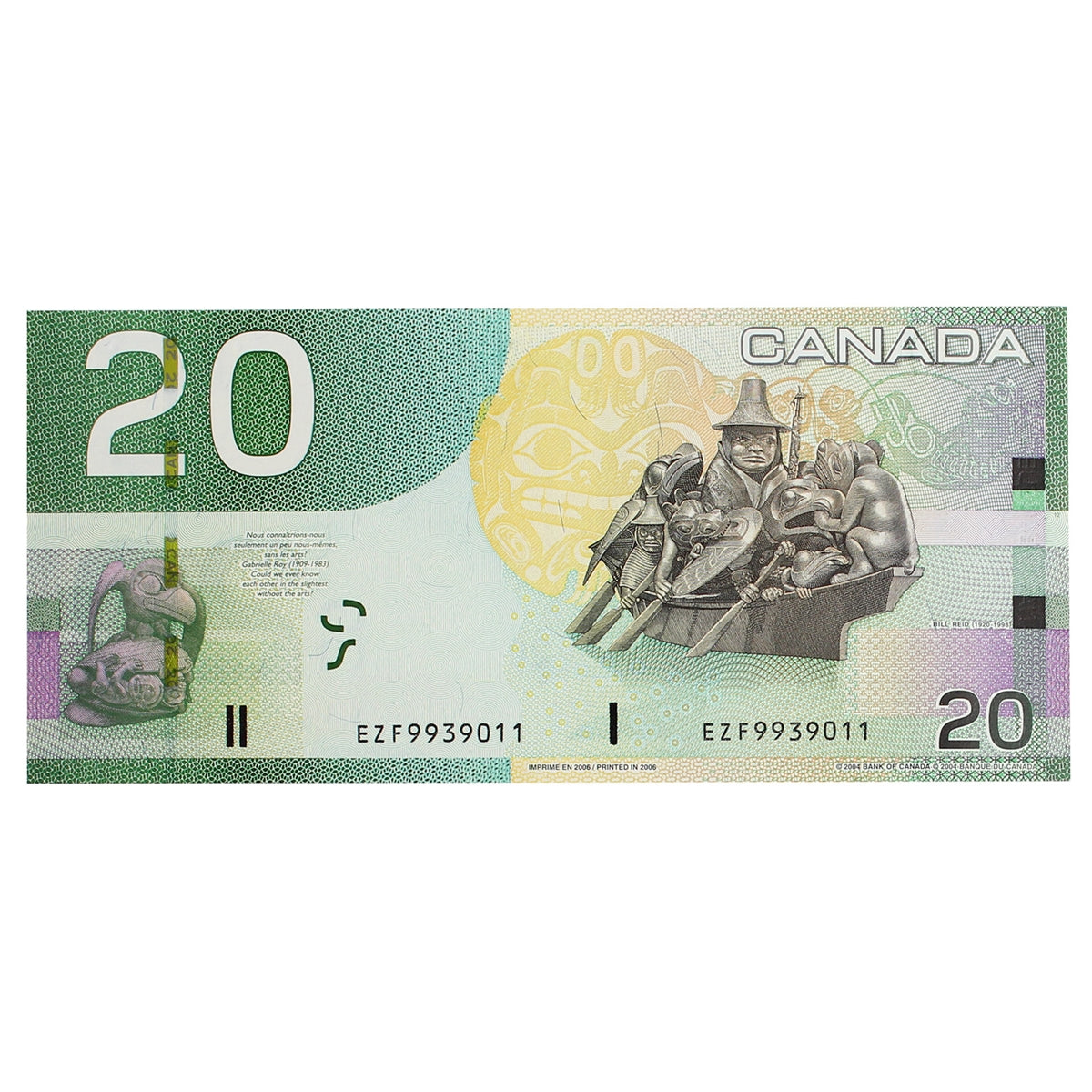 BC-64aA-i 2006 Canada $20 Jenkins-Dodge, EZF (9.720-9.990), AU-UNC (AU55)