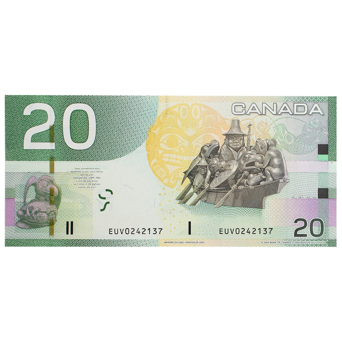 BC-64b 2009 Canada $20 Jenkins-Carney, EUV, Choice Uncirculated (CUNC63)