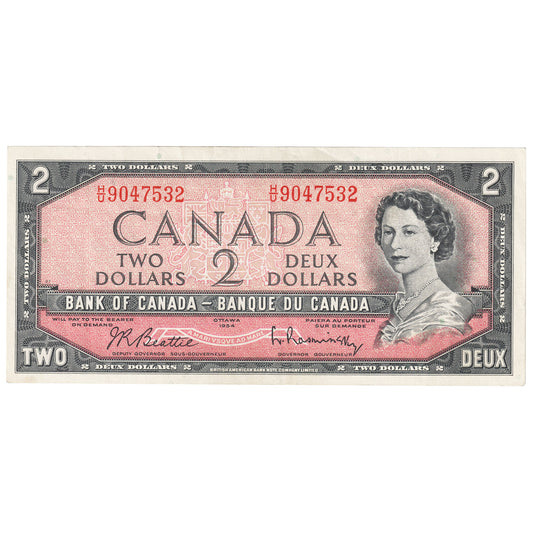 BC-38b 1954 Canada $2 Beattie-Rasminsky, H/U, VF-EF
