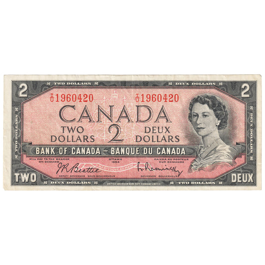 BC-38b 1954 Canada $2 Beattie-Rasminsky, I/U, VF