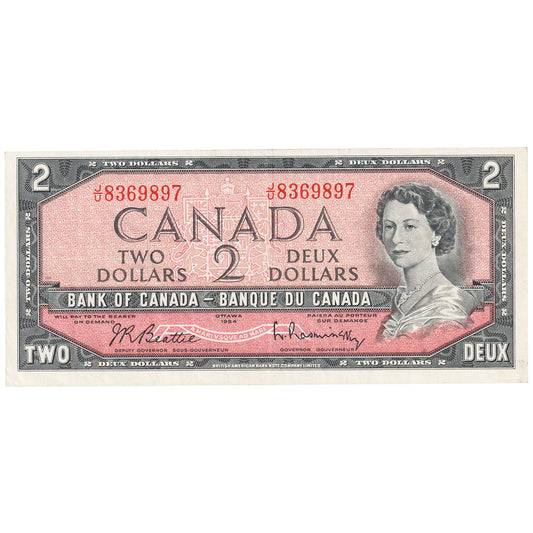 BC-38b 1954 Canada $2 Beattie-Rasminsky, J/U, Very Fine (VF20)