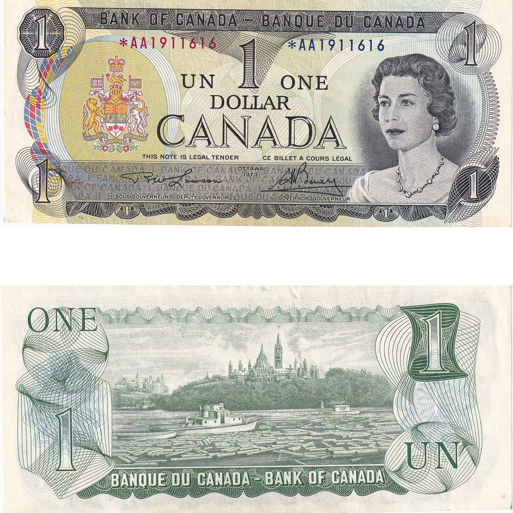 BC-46aA 1973 Canada $1 Lawson-Bouey, *AA, Almost Uncirculated (AU50)