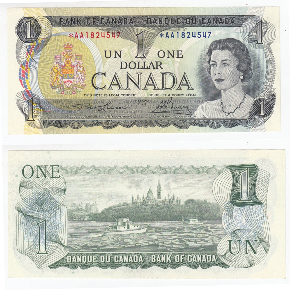 BC-46aA 1973 Canada $1 Lawson-Bouey, *AA, Uncirculated (MS60)
