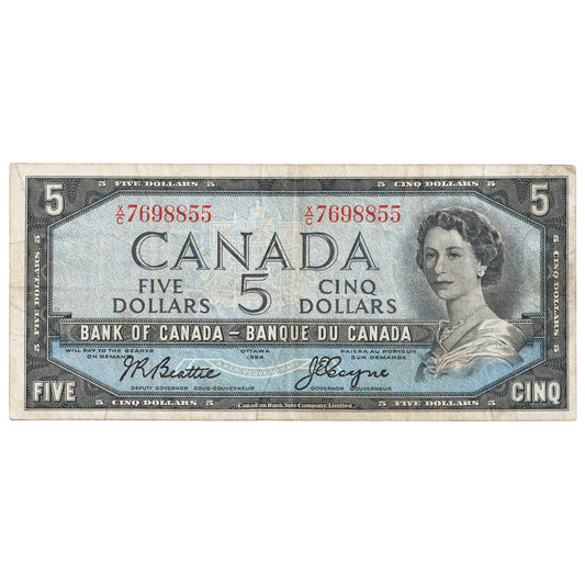 BC-39a-i 1954 Canada $5 Beattie-Coyne, X/C, VF