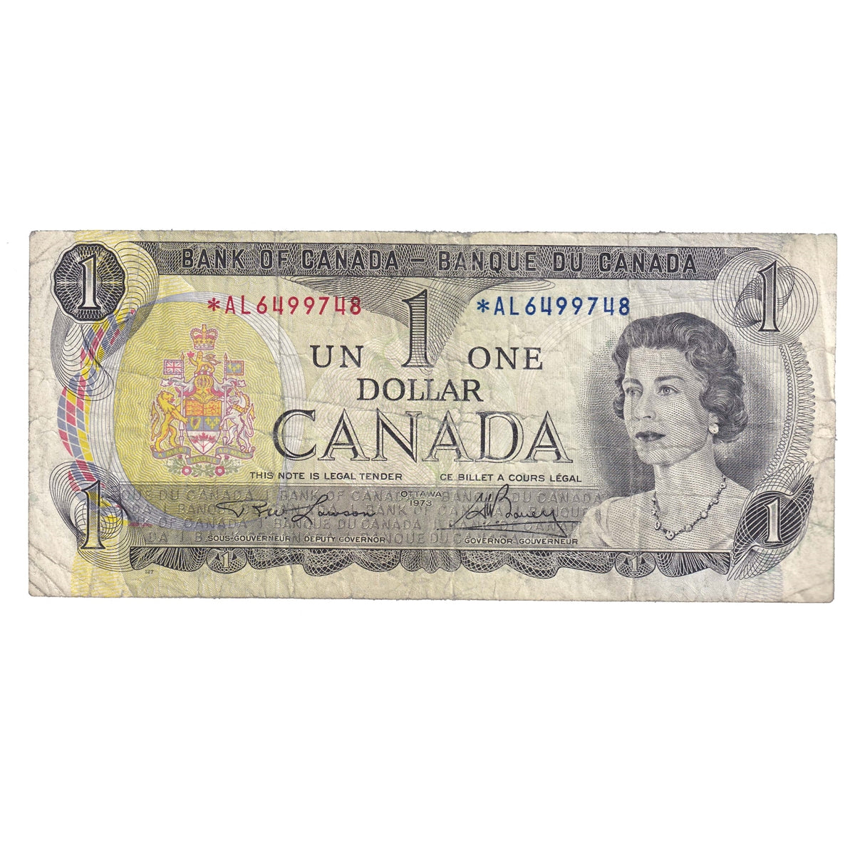 BC-46aA 1973 Canada $1 Lawson-Bouey, *AL, Fine (F12)