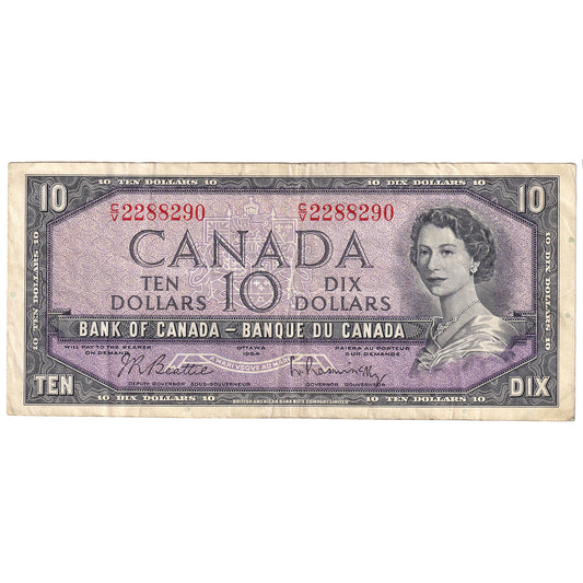 BC-40b 1954 Canada $10 Beattie-Rasminsky, C/V, VF