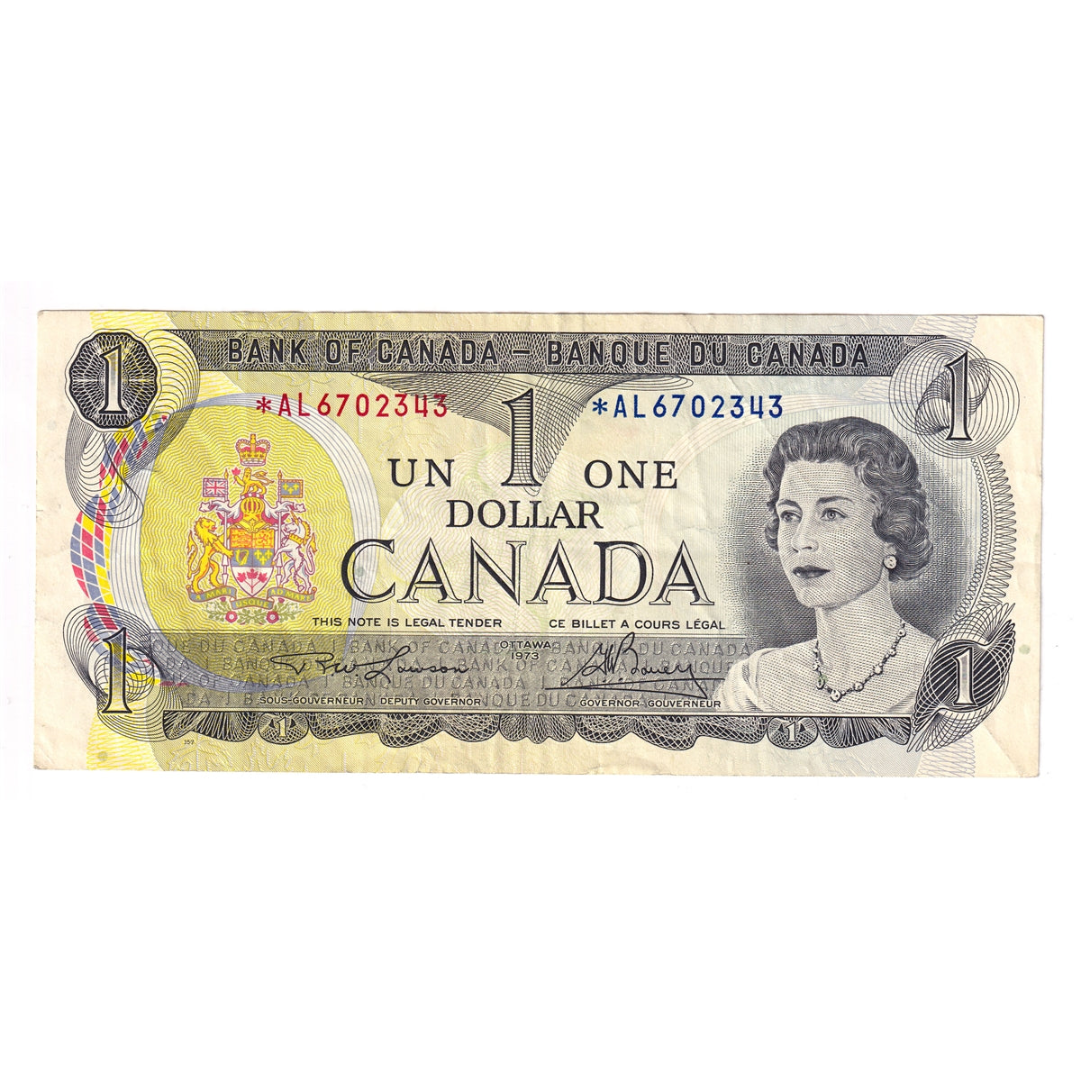 BC-46aA 1973 Canada $1 Lawson-Bouey, *AL, Very Fine (VF20)