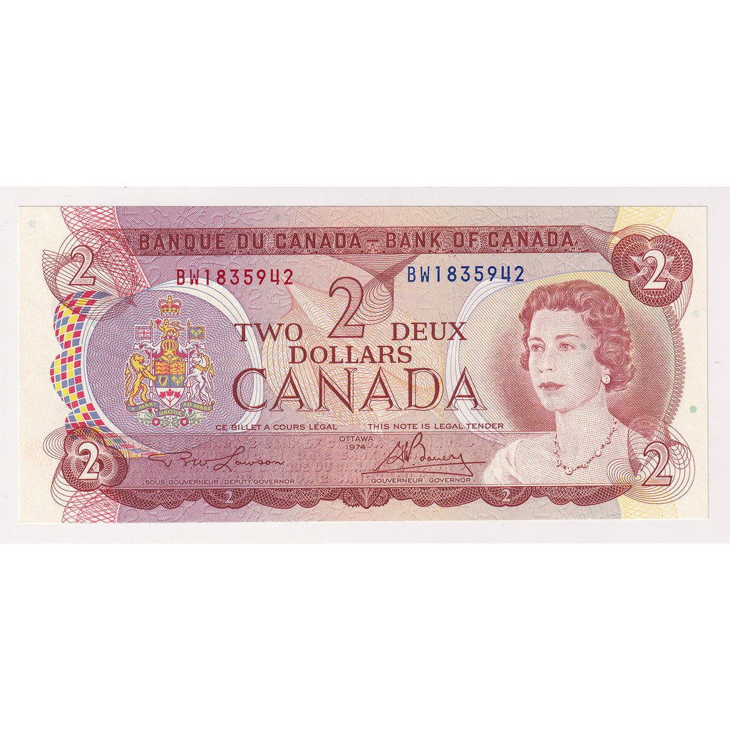 BC-47a 1974 Canada $2 Lawson-Bouey, BW, Uncirculated (MS60)