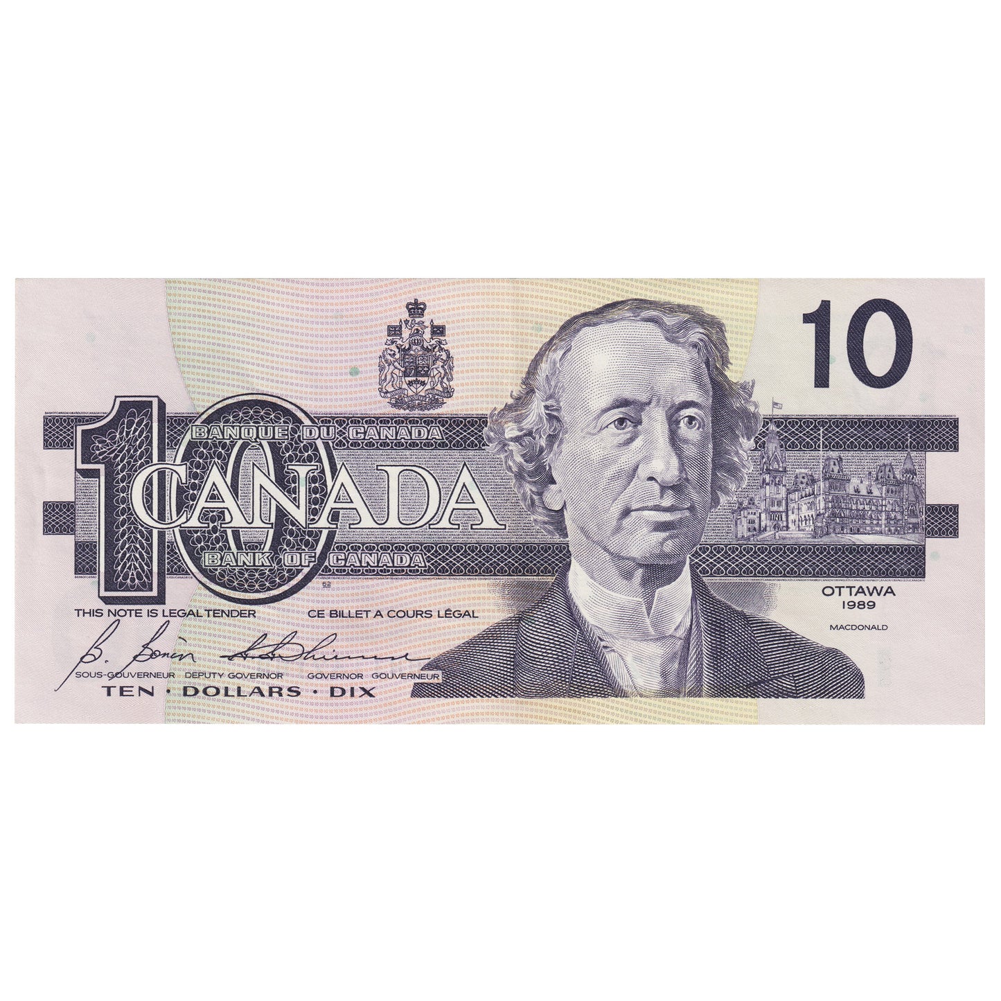 BC-57b 1989 Canada $10 Bonin-Thiessen, BDH, EF-AU