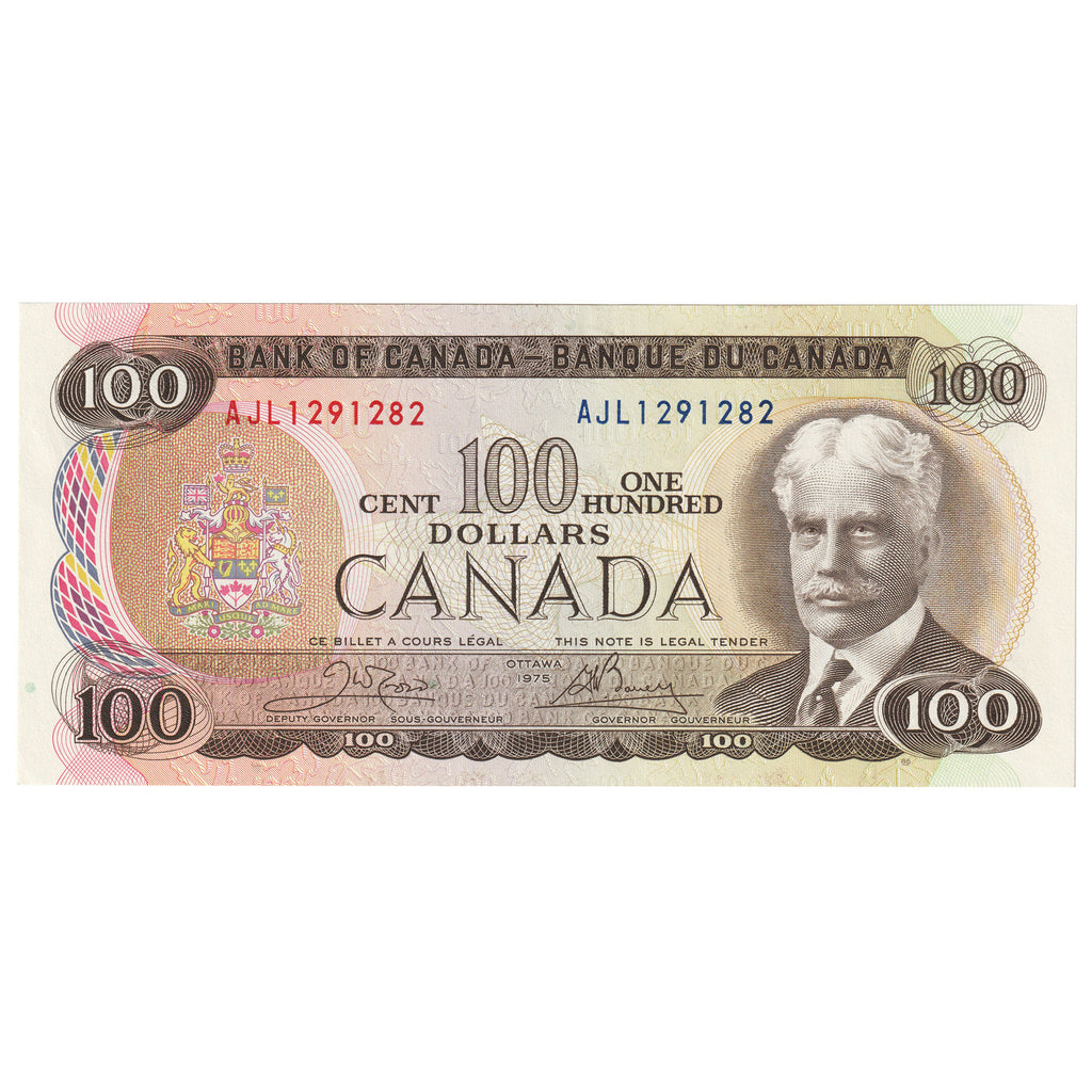 BC-52b 1975 Canada $100 Crow-Bouey, AJL, AU-UNC (AU55)