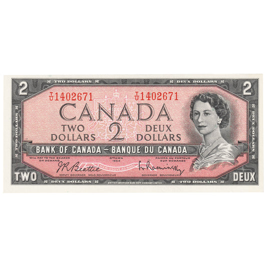 BC-38b 1954 Canada $2 Beattie-Rasminsky, T/U, CUNC