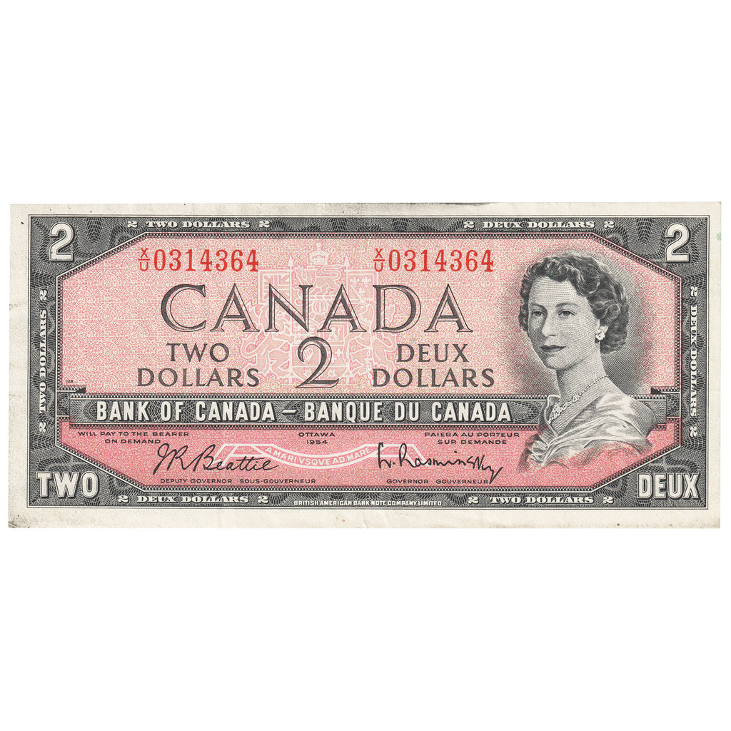 BC-38b 1954 Canada $2 Beattie-Rasminsky, X/U, VF-EF