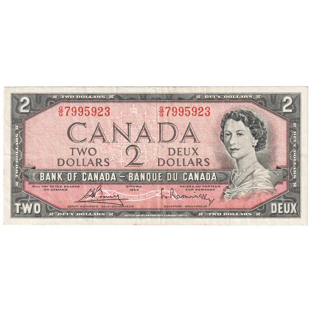 BC-38c 1954 Canada $2 Bouey-Rasminsky, G/G, Very Fine (VF20)