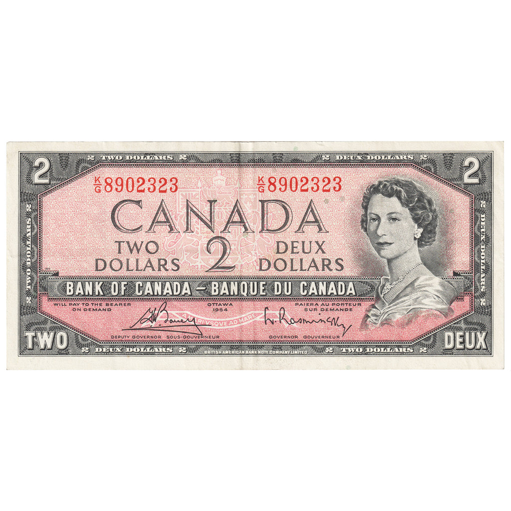 BC-38c 1954 Canada $2 Bouey-Rasminsky, K/G, VF-EF (VF30)