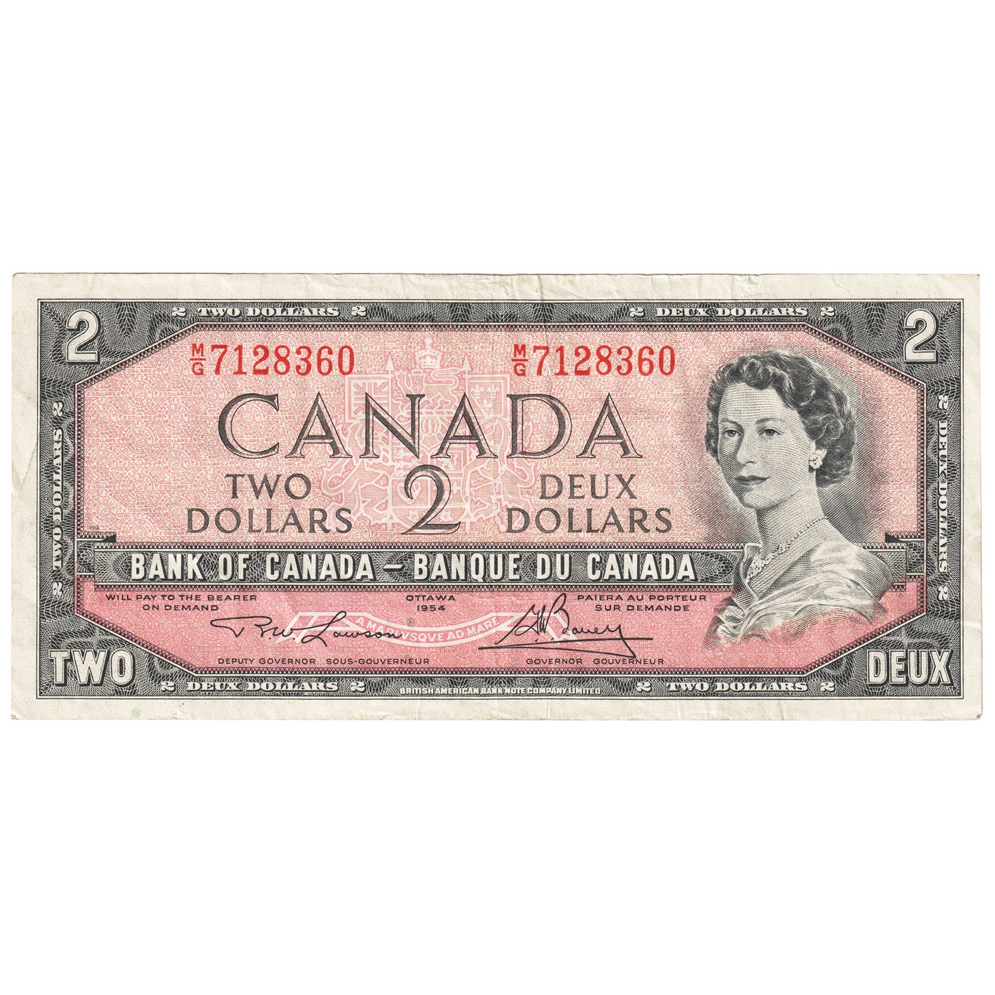 BC-38d 1954 Canada $2 Lawson-Bouey, M/G, Very Fine (VF20)