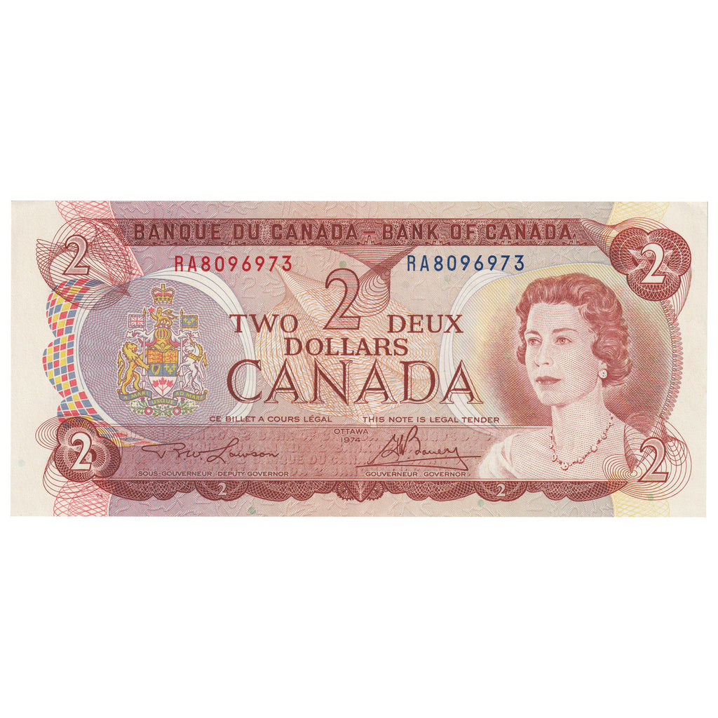 BC-47a 1974 Canada $2 Lawson-Bouey, RA, EF-AU (EF45)