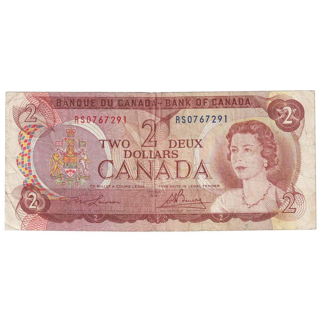 BC-47aT 1974 Canada $2 Lawson-Bouey, Test Note, RS, F-VF (F15)