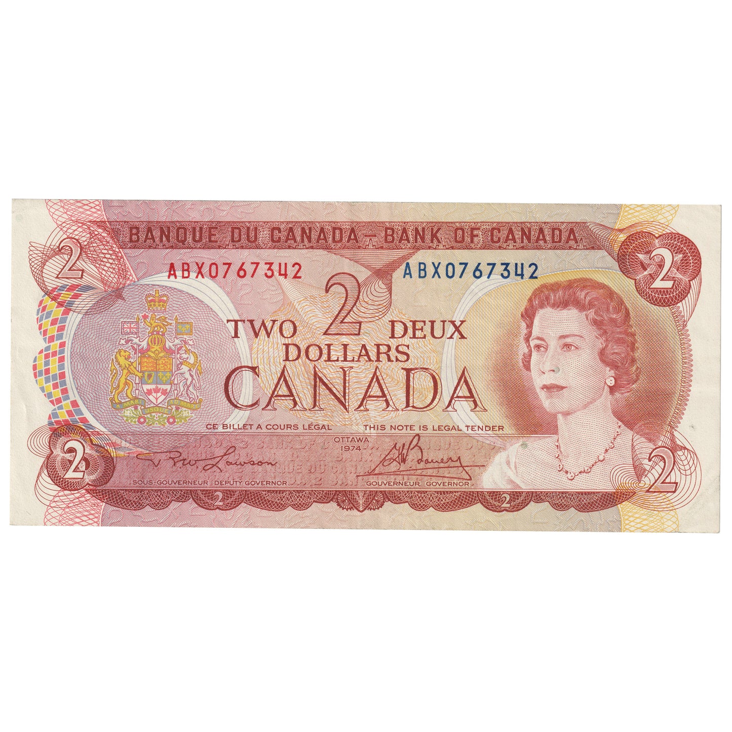 BC-47aA-i 1974 Canada $2 Lawson-Bouey, ABX, Extra Fine (EF40)