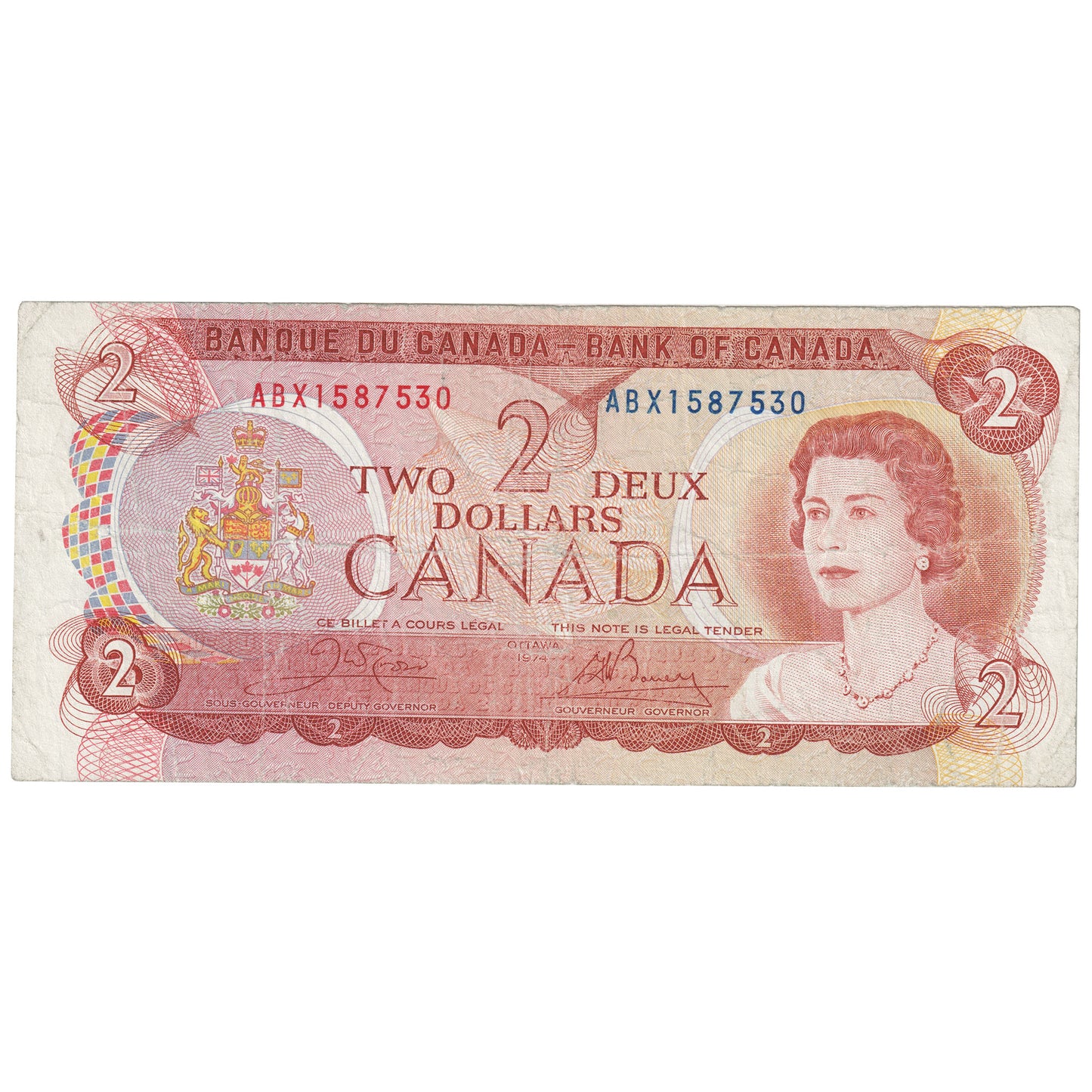 BC-47bA 1974 Canada $2 Crow-Bouey, ABX, Circulated