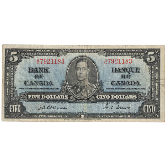 BC-23a 1937 Canada $5 Osborne-Towers, A/C, F