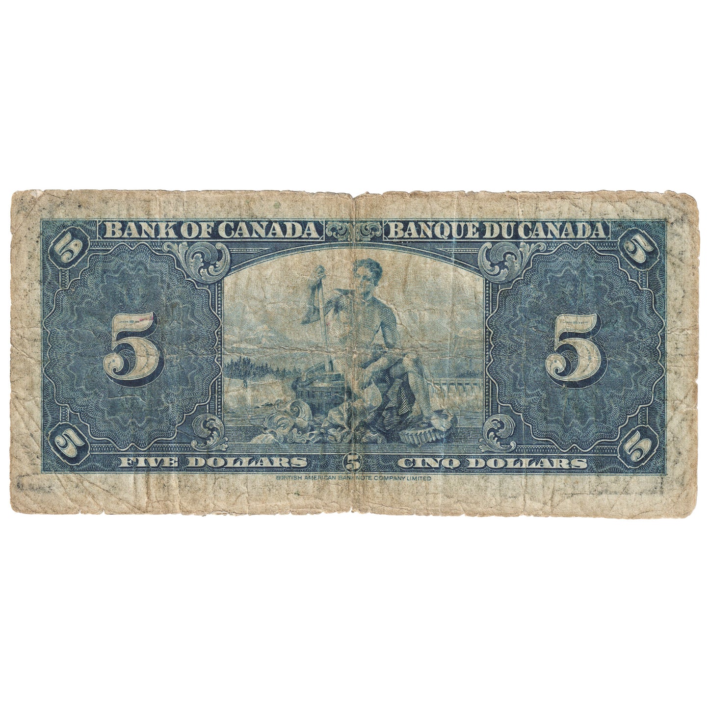 BC-23c 1937 Canada $5 Coyne-Towers, H/S, Circulated
