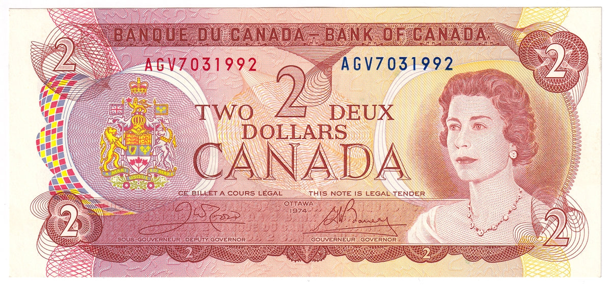 BC-47b 1974 Canada $2 Crow-Bouey, AGV, EF-AU (EF45)