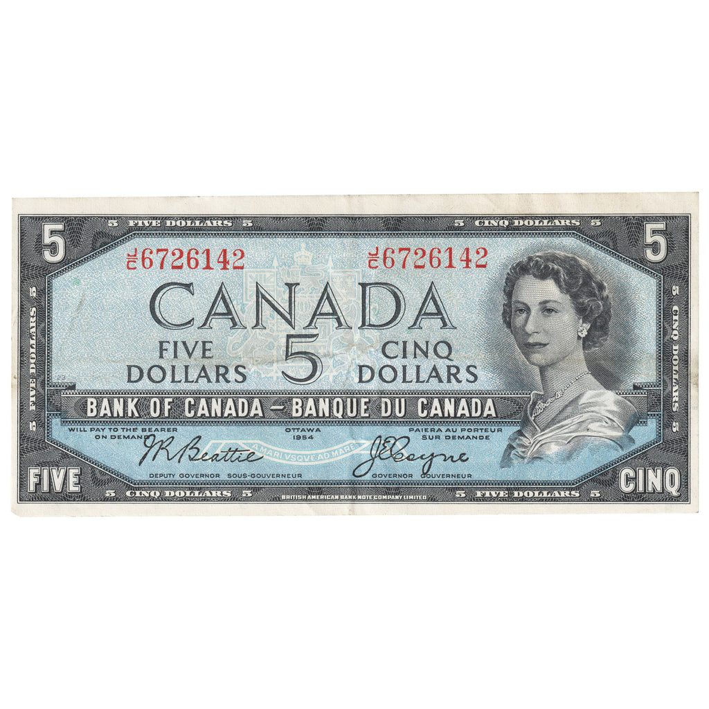 BC-39a 1954 Canada $5 Beattie-Coyne, J/C, Extra Fine (EF40)