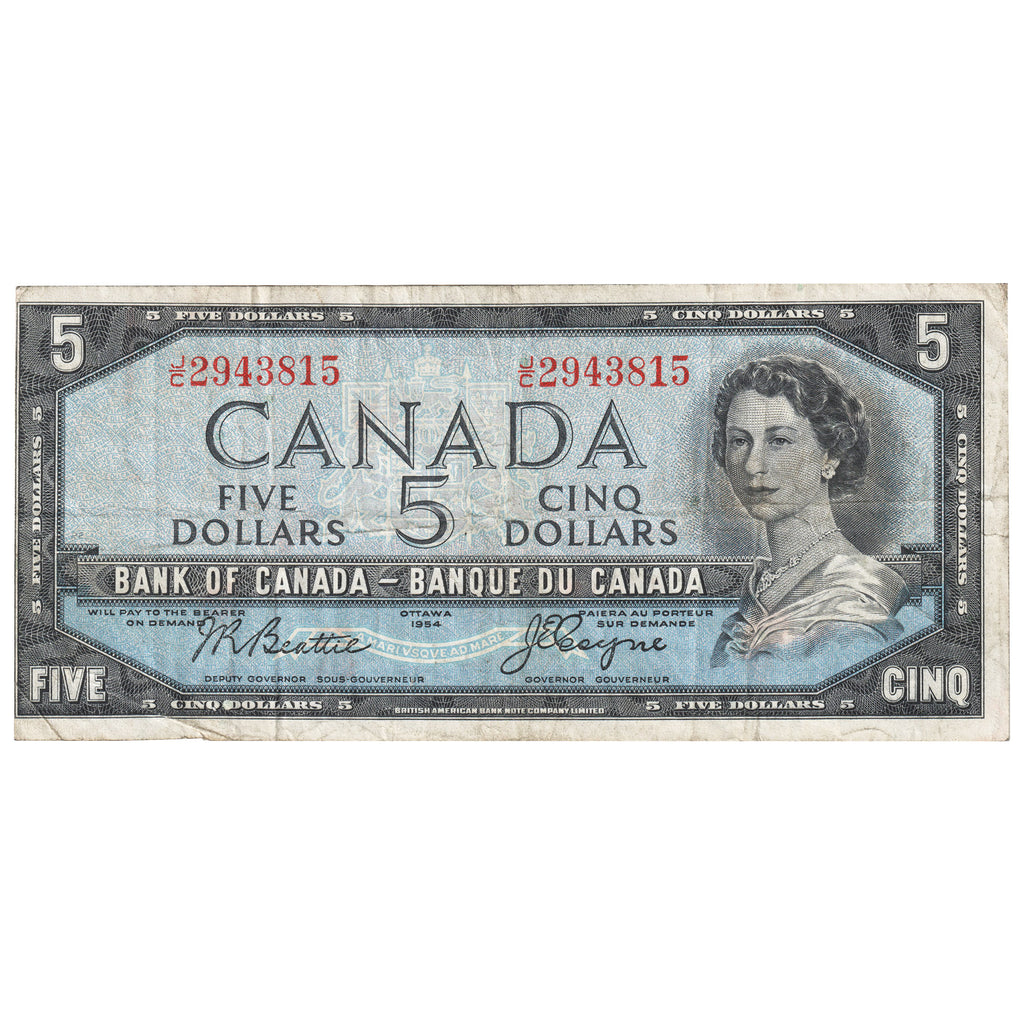 BC-39a 1954 Canada $5 Beattie-Coyne, J/C, F-VF
