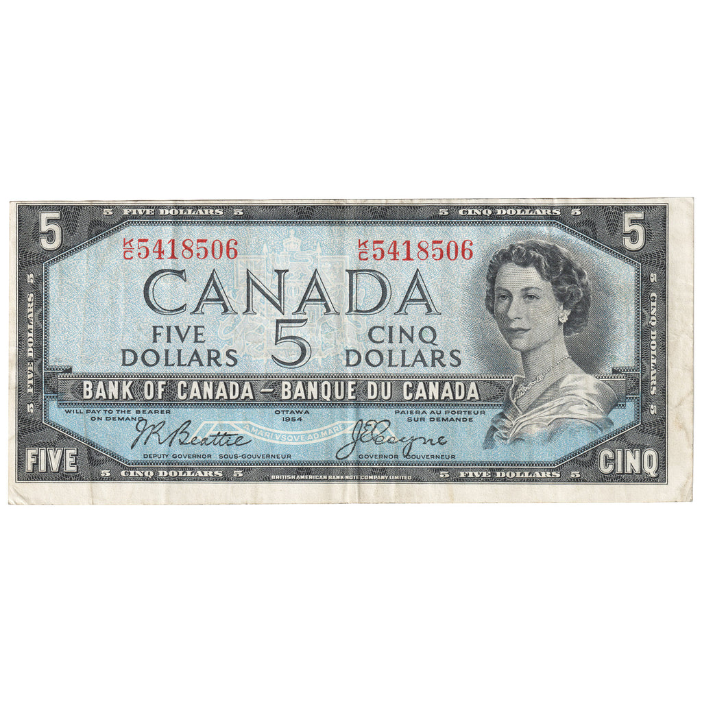 BC-39a 1954 Canada $5 Beattie-Coyne, K/C, VF