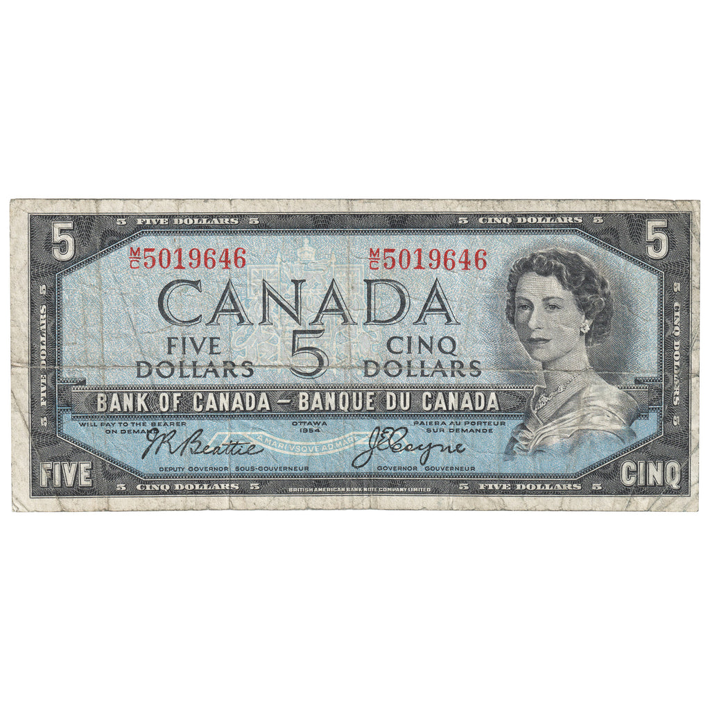 BC-39a 1954 Canada $5 Beattie-Coyne, M/C, Circulated