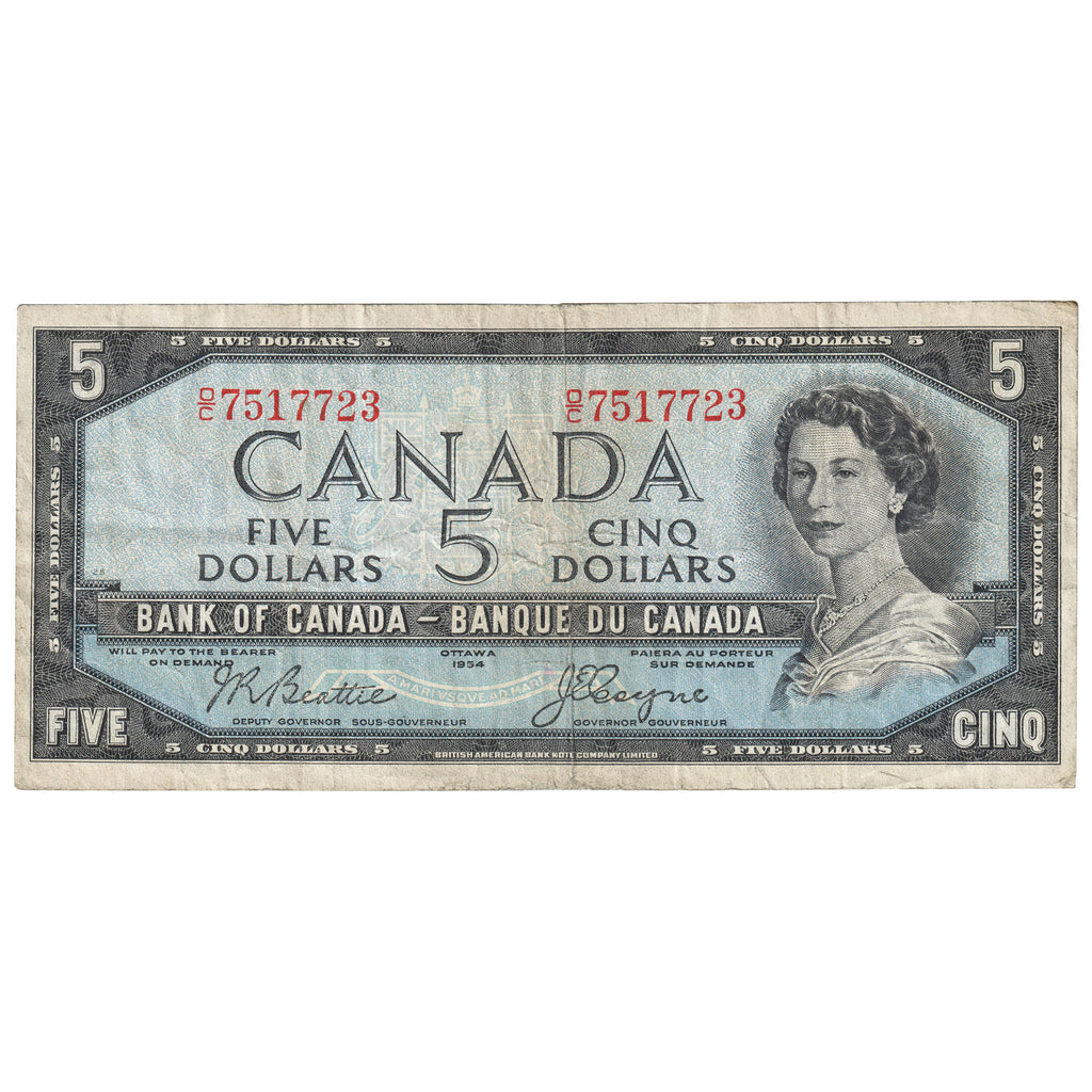 BC-39a 1954 Canada $5 Beattie-Coyne, O/C, F-VF