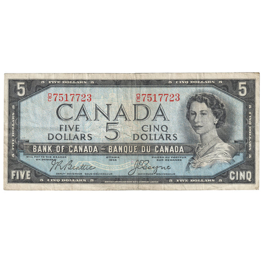 BC-39a 1954 Canada $5 Beattie-Coyne, O/C, F-VF