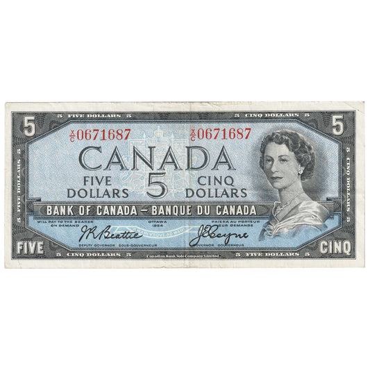 BC-39a-i 1954 Canada $5 Beattie-Coyne, X/C, F-VF