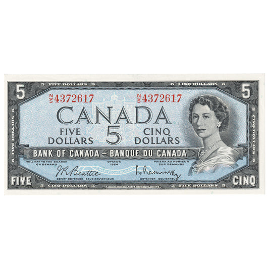 BC-39b 1954 Canada $5 Beattie-Rasmisnky, N/S, AU-UNC