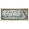BC-39b 1954 Canada $5 Beattie-Rasminsky, N/S, F-VF (F15)