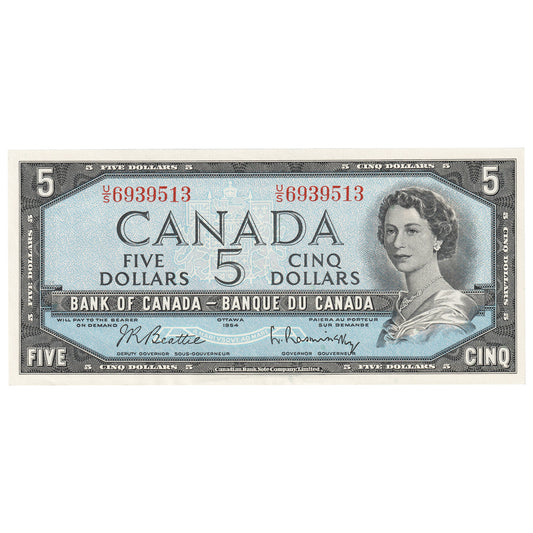 BC-39b 1954 Canada $5 Beattie-Rasminsky, U/S, AU