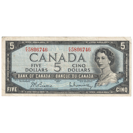 BC-39b 1954 Canada $5 Beattie-Rasminsky, F/X, F-VF