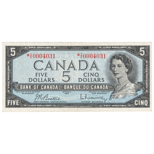 BC-39bA 1954 Canada $5 Beattie-Rasminsky, *I/X, VF-EF