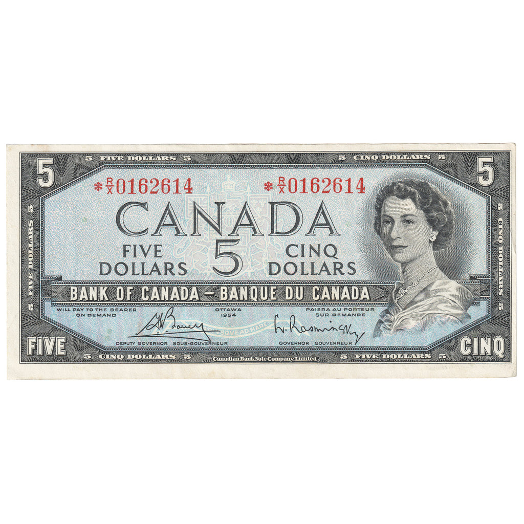 BC-39cA 1954 Canada $5 Bouey-Rasminsky, *R/X Below 0.36M, Almost Uncirculated (AU50)