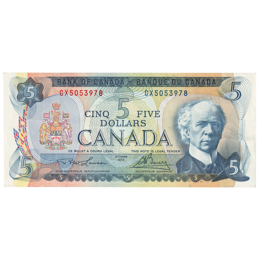 BC-48b 1972 Canada $5 Lawson-Bouey, CX, Extra Fine (EF40)