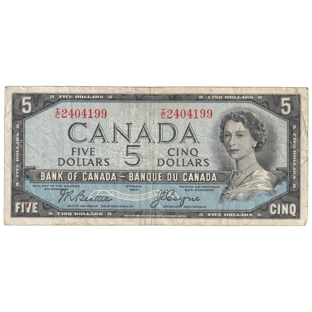 BC-31b 1954 Canada $5 Beattie-Coyne, Devil's Face, I/C, F-VF (F15)