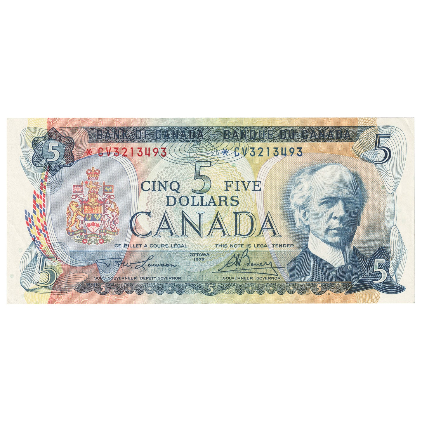 BC-48bA 1972 Canada $5 Lawson-Bouey, *CV, VF-EF (VF30)