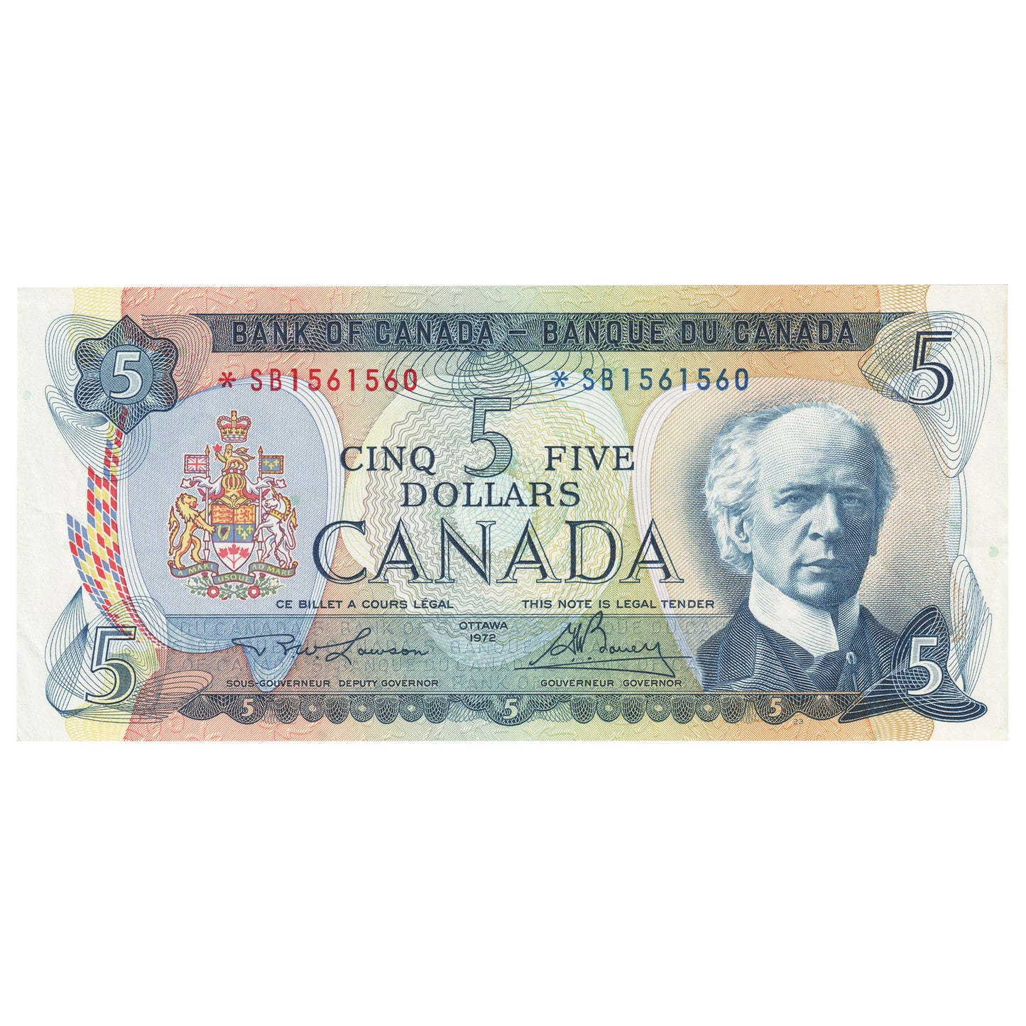 BC-48bA 1972 Canada $5 Lawson-Bouey, *SB Below 1.6M, Extra Fine (EF40)