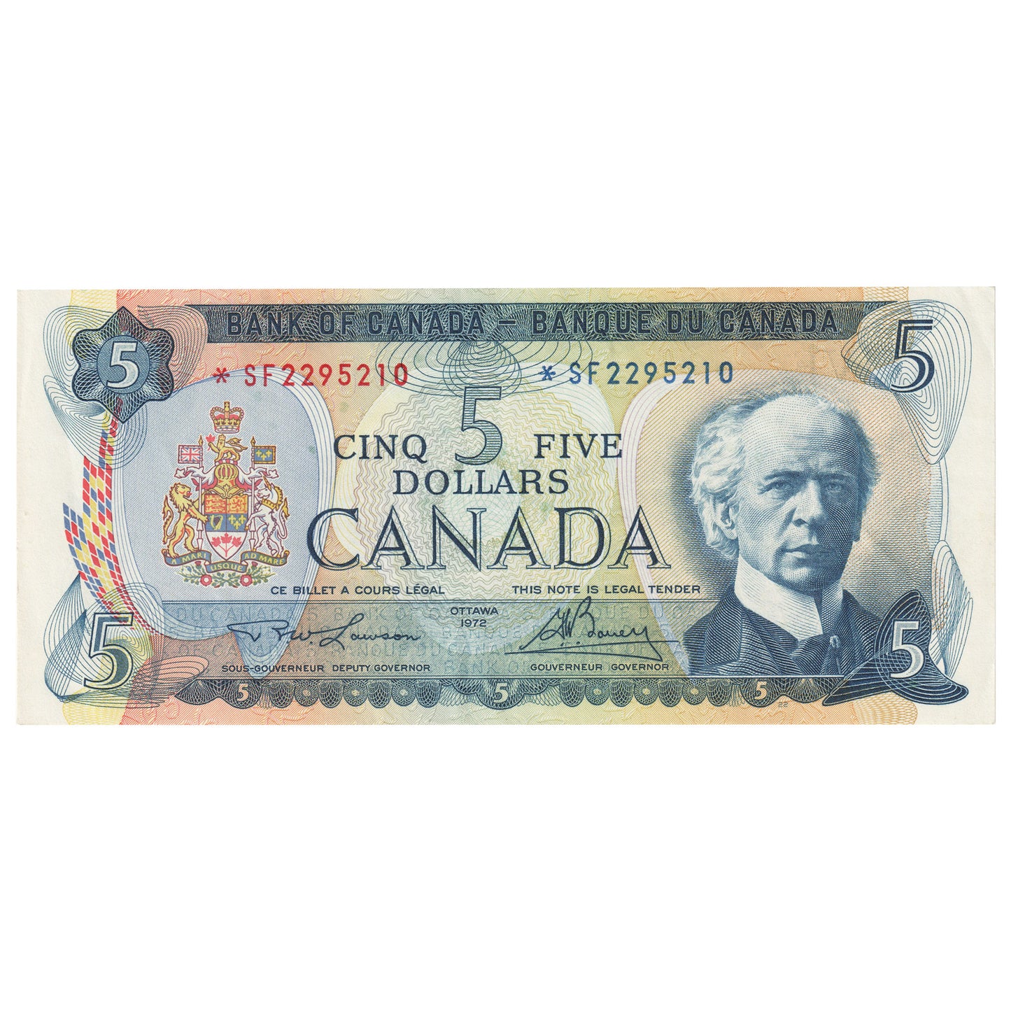 BC-48bA 1972 Canada $5 Lawson-Bouey, *SF, EF-AU (EF45)