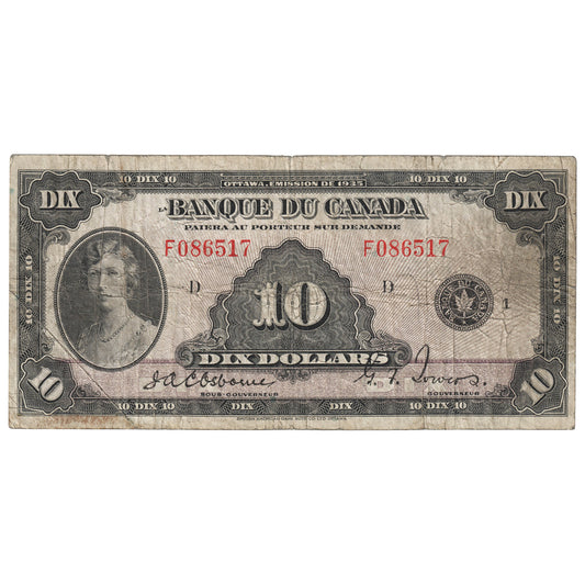 BC-8 1935 Canada $10 Osborne-Towers, French, VG-F