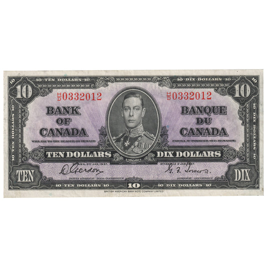 BC-24b 1937 Canada $10 Gordon-Towers, H/D, AU